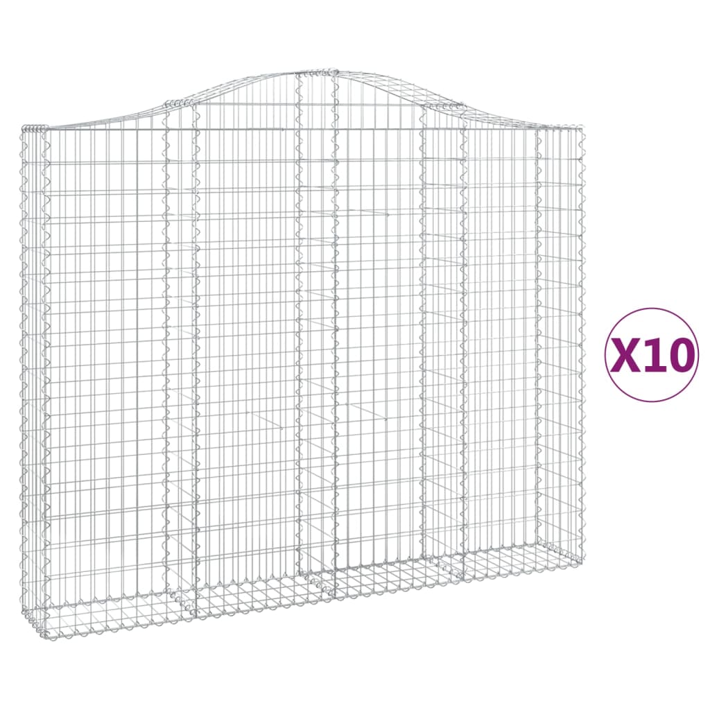 buede gabionkurve 10 stk. 200x30x160/180 cm galvaniseret jern