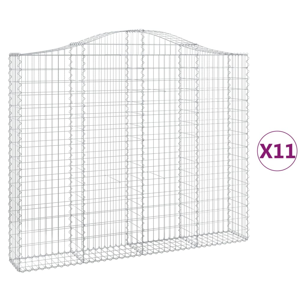 buede gabionkurve 11 stk. 200x30x160/180 cm galvaniseret jern