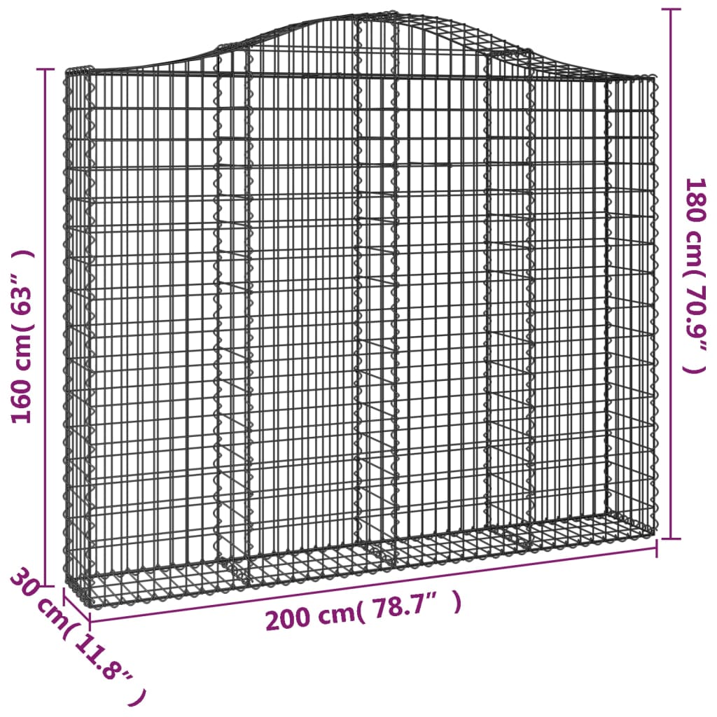 buede gabionkurve 11 stk. 200x30x160/180 cm galvaniseret jern