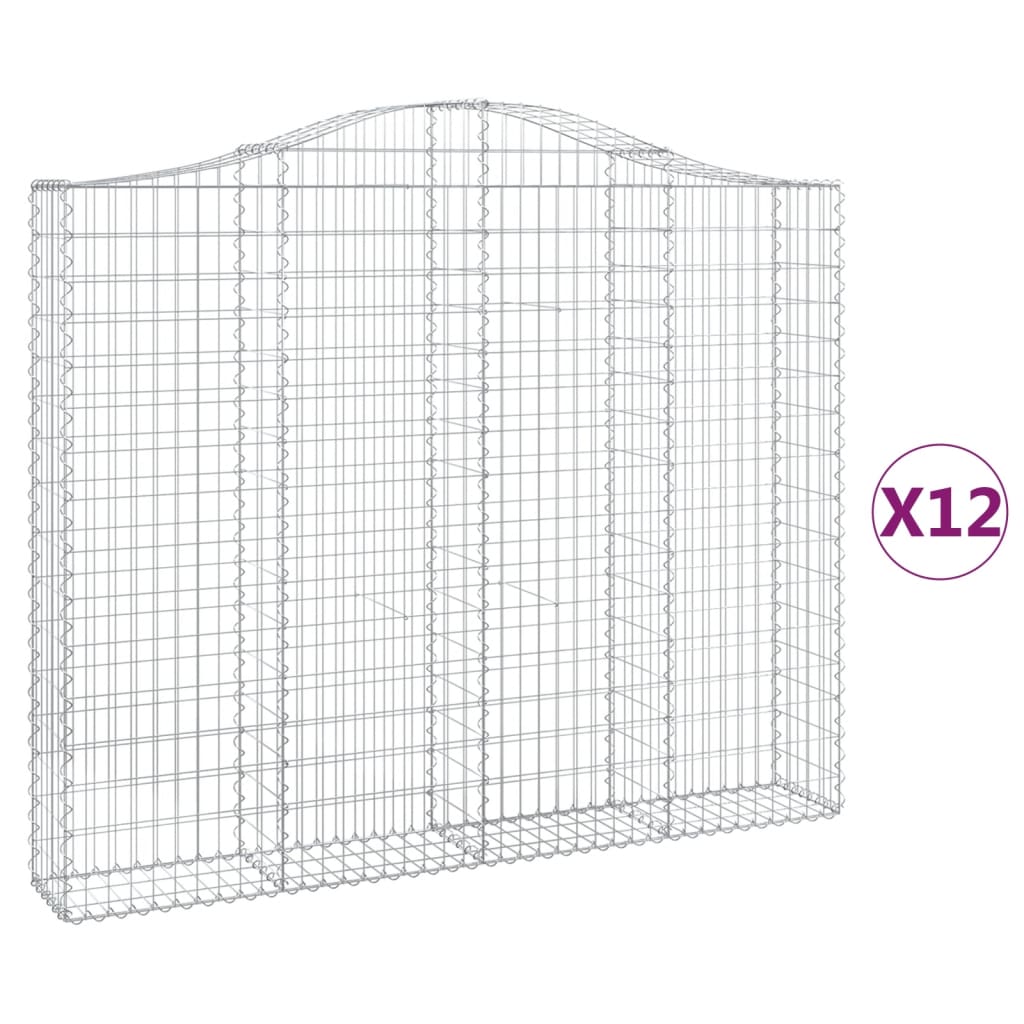 buede gabionkurve 12 stk. 200x30x160/180 cm galvaniseret jern