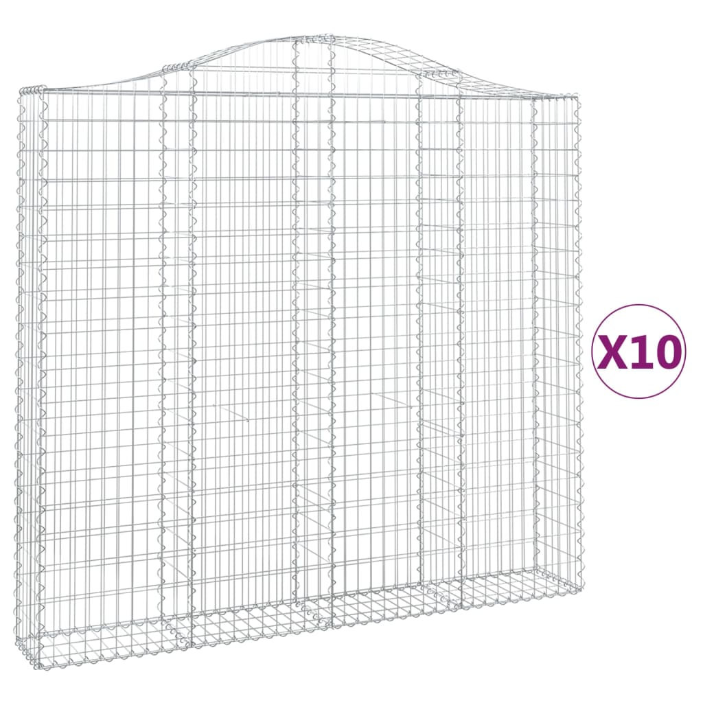 buede gabionkurve 10 stk. 200x30x180/200 cm galvaniseret jern
