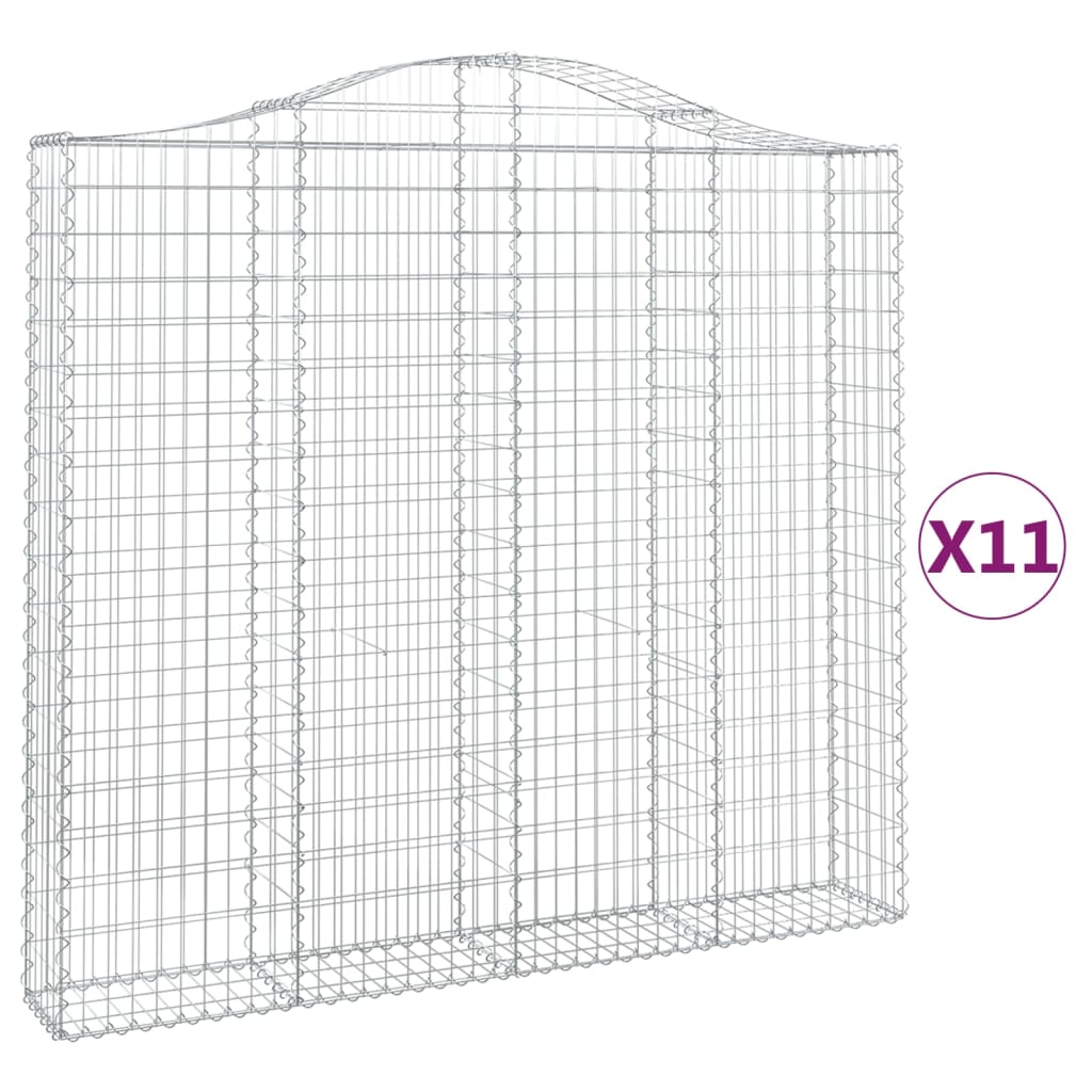 buede gabionkurve 11 stk. 200x30x180/200 cm galvaniseret jern