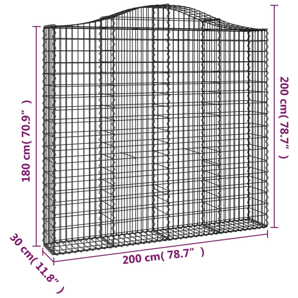 buede gabionkurve 11 stk. 200x30x180/200 cm galvaniseret jern