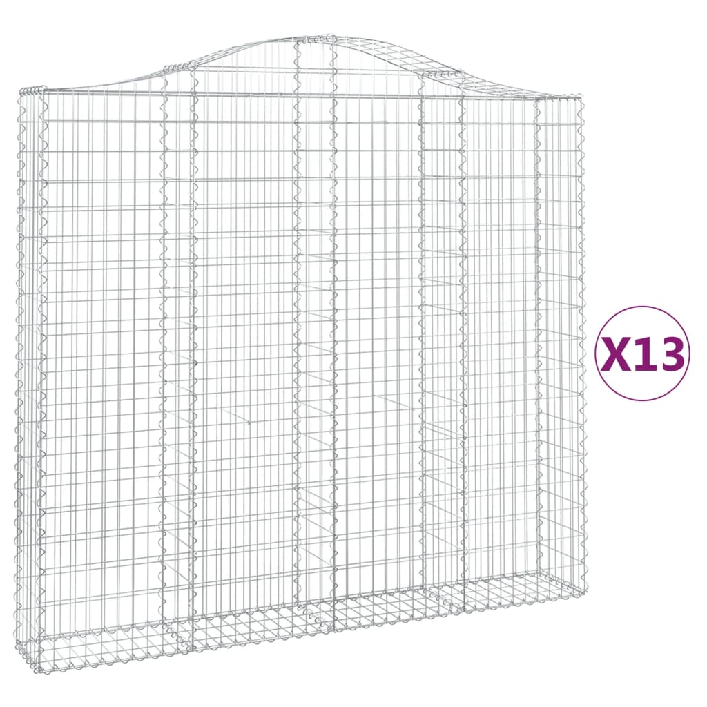 buede gabionkurve 13 stk. 200x30x180/200 cm galvaniseret jern
