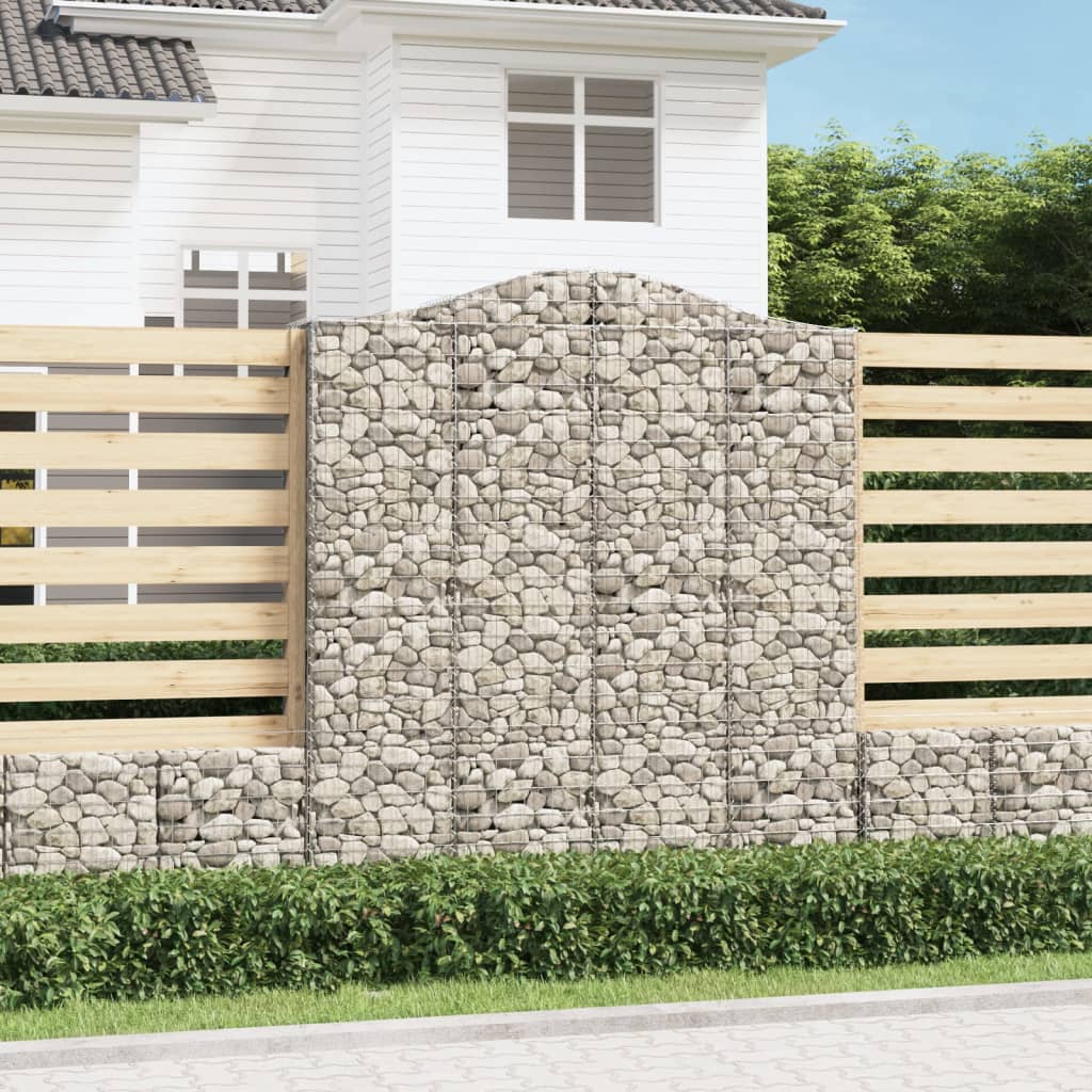 buede gabionkurve 2 stk. 200x30x220/240 cm galvaniseret jern