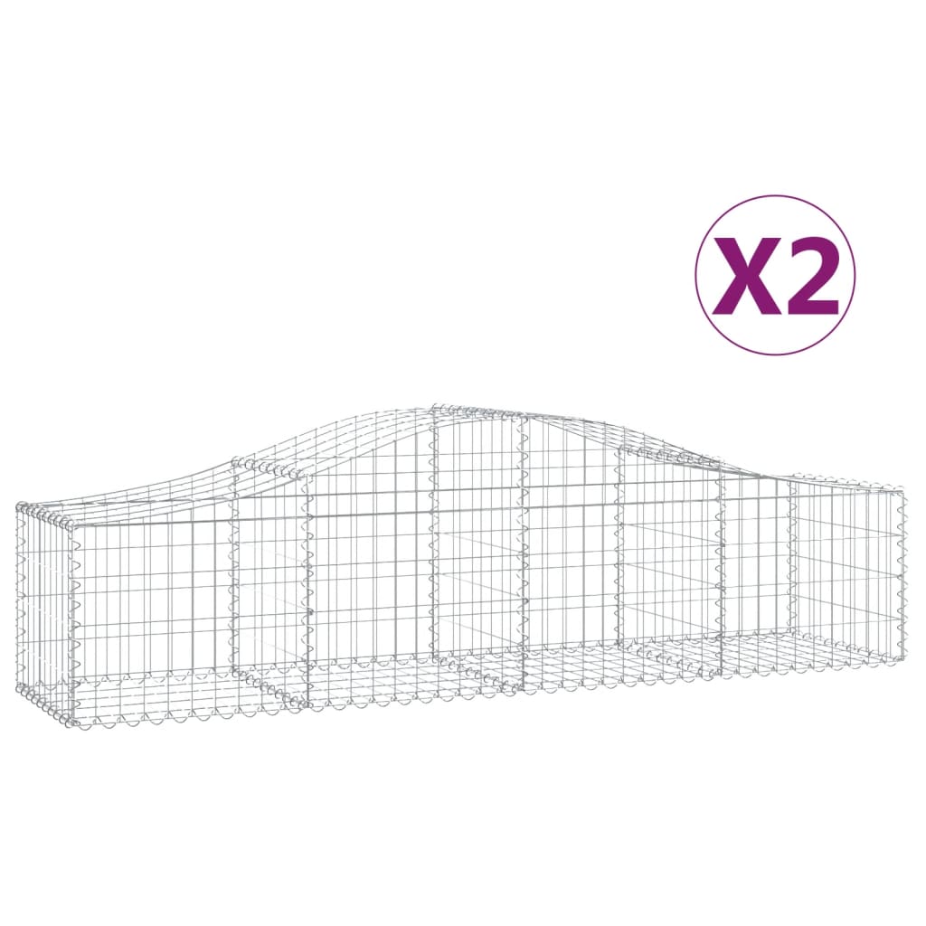 buede gabionkurve 2 stk. 200x50x40/60 cm galvaniseret jern