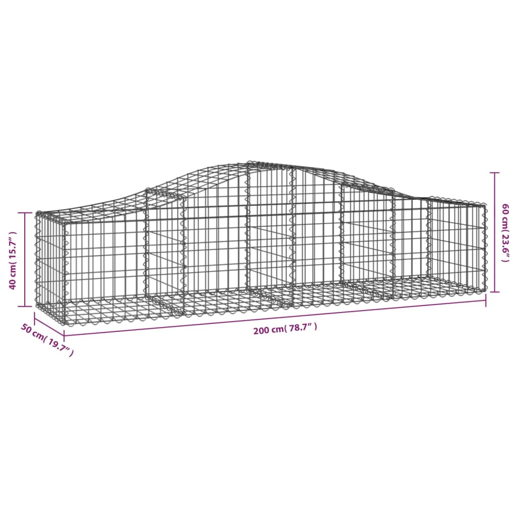 buede gabionkurve 13 stk. 200x50x40/60 cm galvaniseret jern