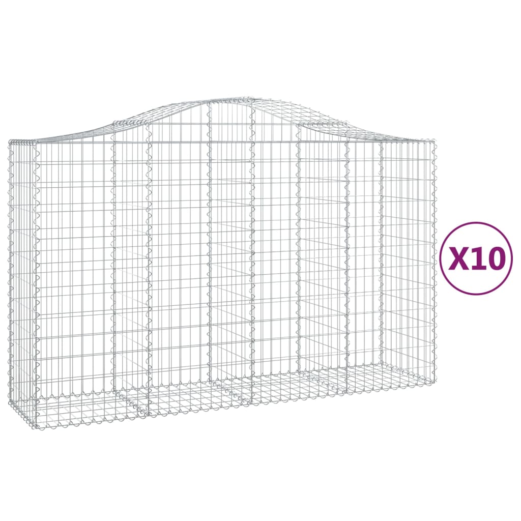 buede gabionkurve 10 stk. 200x50x120/140 cm galvaniseret jern