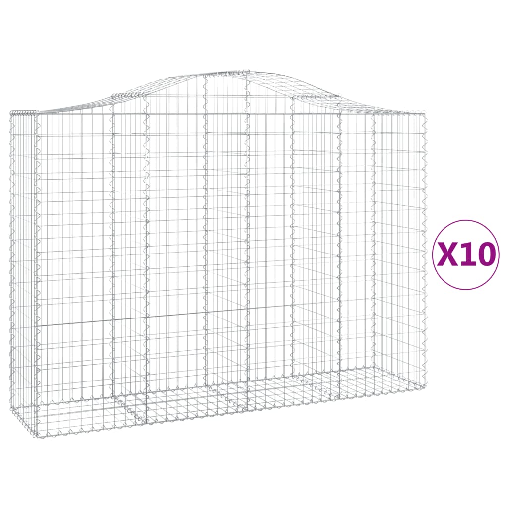 buede gabionkurve 10 stk. 200x50x140/160 cm galvaniseret jern