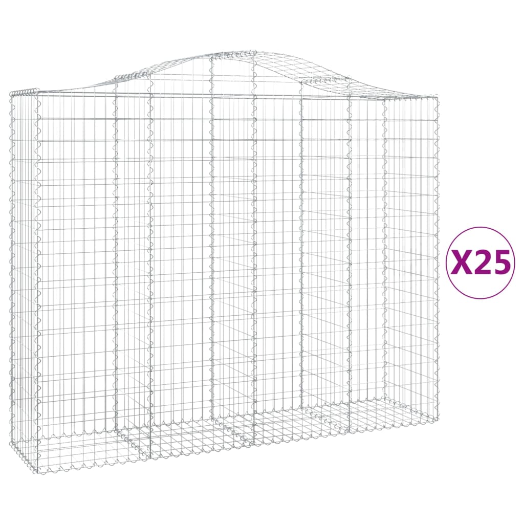 buede gabionkurve 25 stk. 200x50x160/180 cm galvaniseret jern