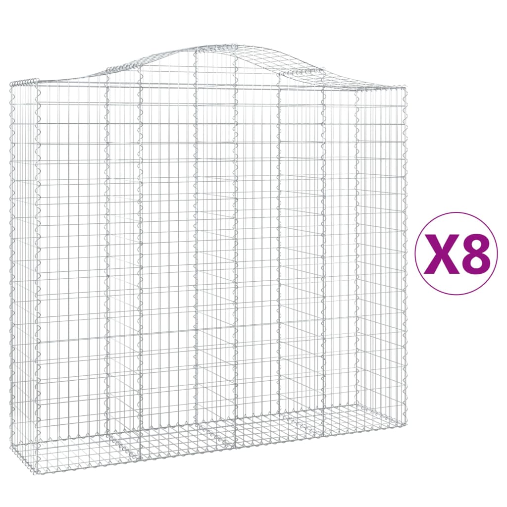 buede gabionkurve 8 stk. 200x50x180/200 cm galvaniseret jern