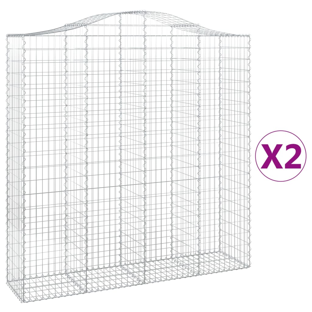 buede gabionkurve 2 stk. 200x50x200/220 cm galvaniseret jern