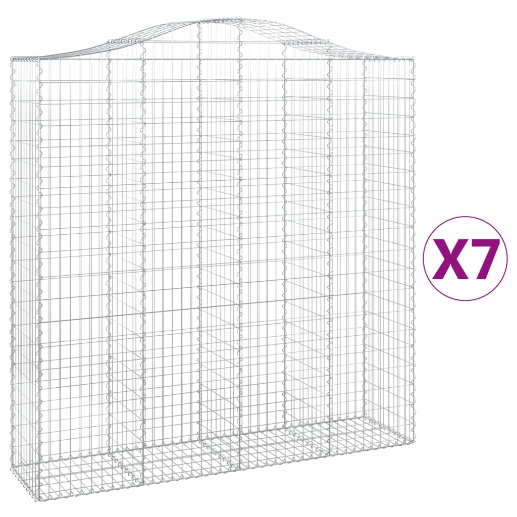buede gabionkurve 7 stk. 200x50x200/220 cm galvaniseret jern