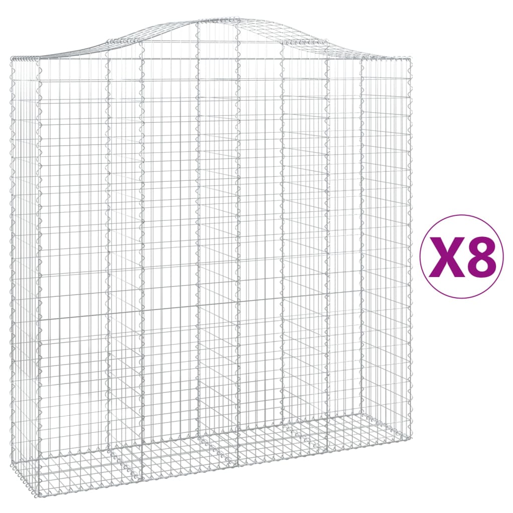 buede gabionkurve 8 stk. 200x50x200/220 cm galvaniseret jern