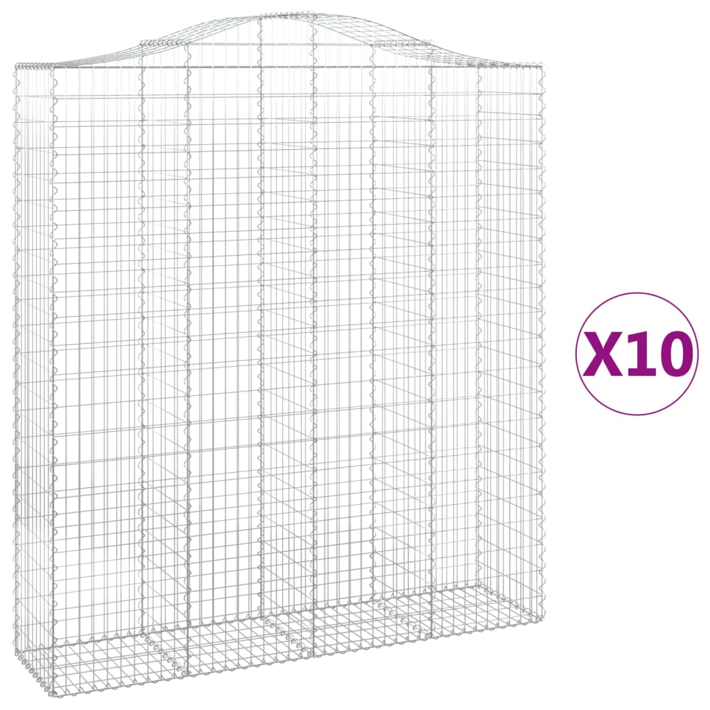 buede gabionkurve 10 stk. 200x50x220/240 cm galvaniseret jern
