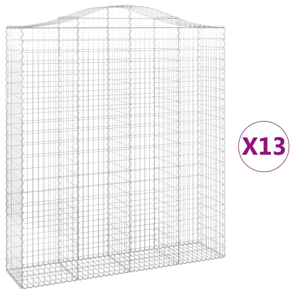 buede gabionkurve 13 stk. 200x50x220/240 cm galvaniseret jern