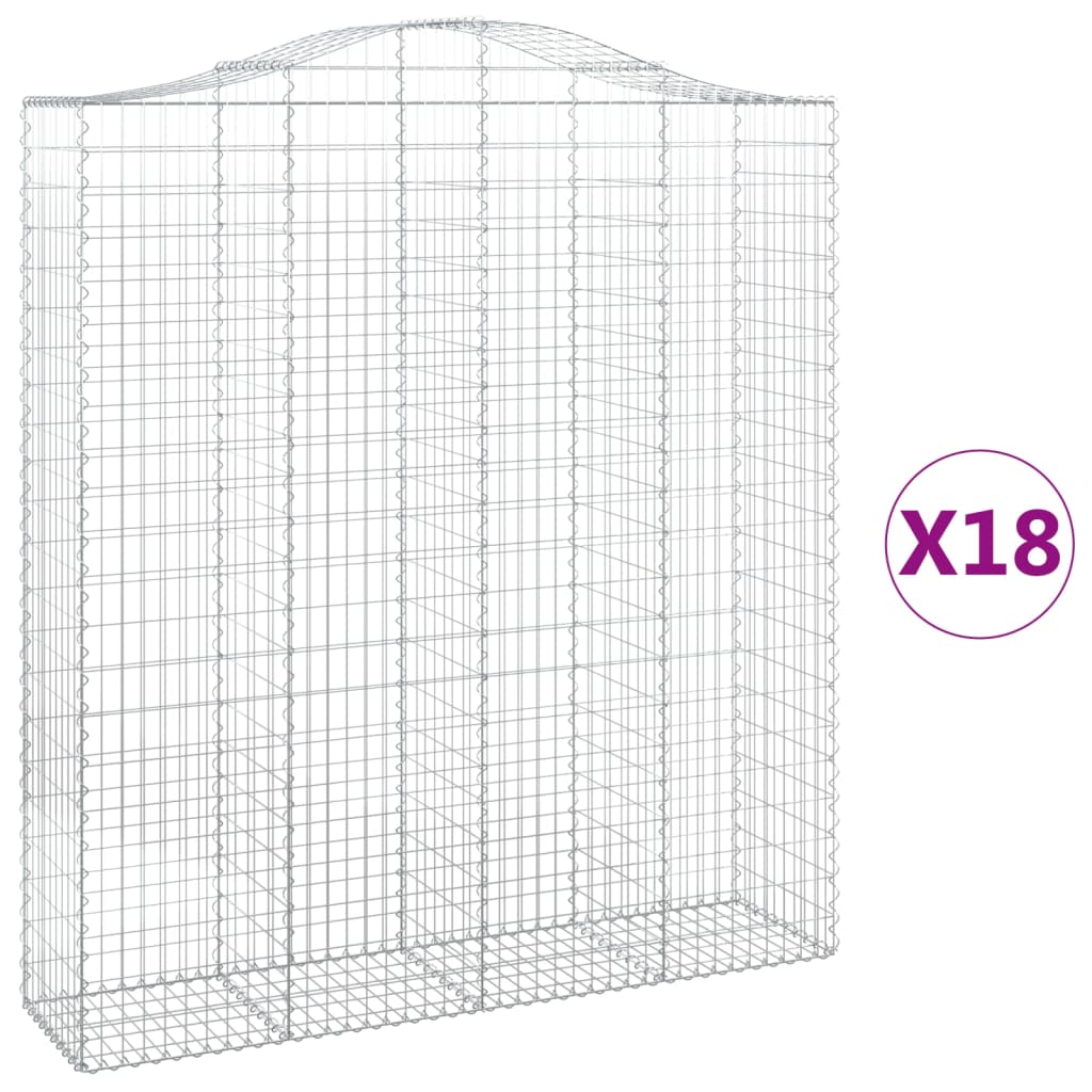 buede gabionkurve 18 stk. 200x50x220/240 cm galvaniseret jern