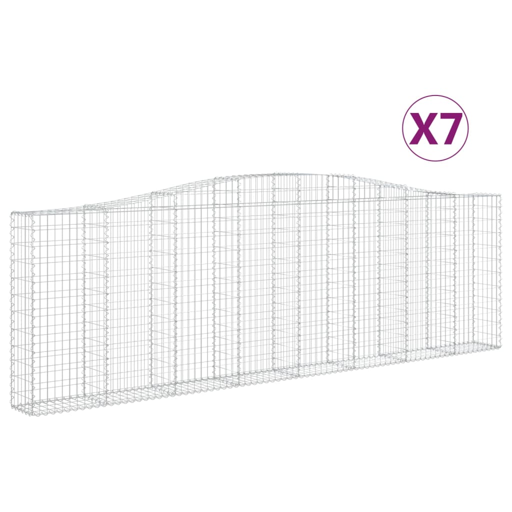 buede gabionkurve 7 stk. 400x30x120/140 cm galvaniseret jern