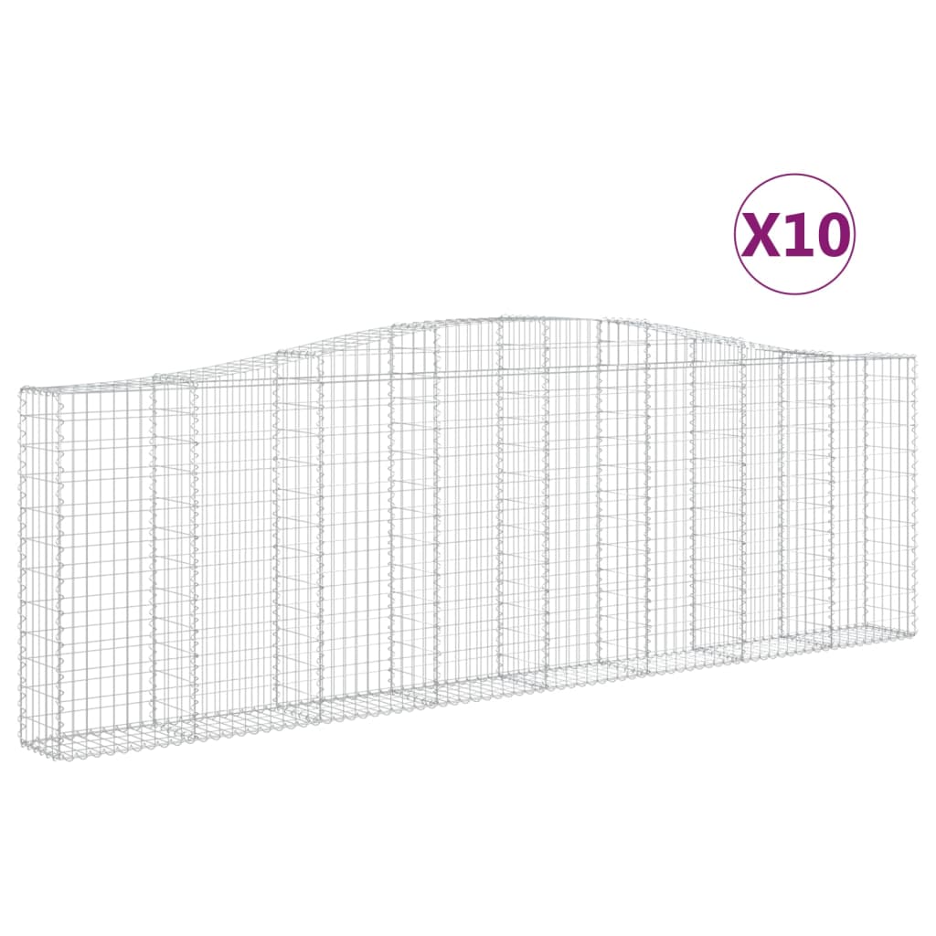 buede gabionkurve 10 stk. 400x30x120/140 cm galvaniseret jern