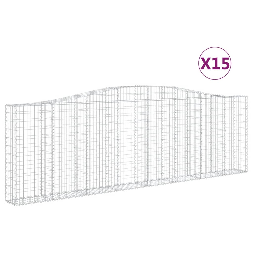 buede gabionkurve 15 stk. 400x30x120/140 cm galvaniseret jern