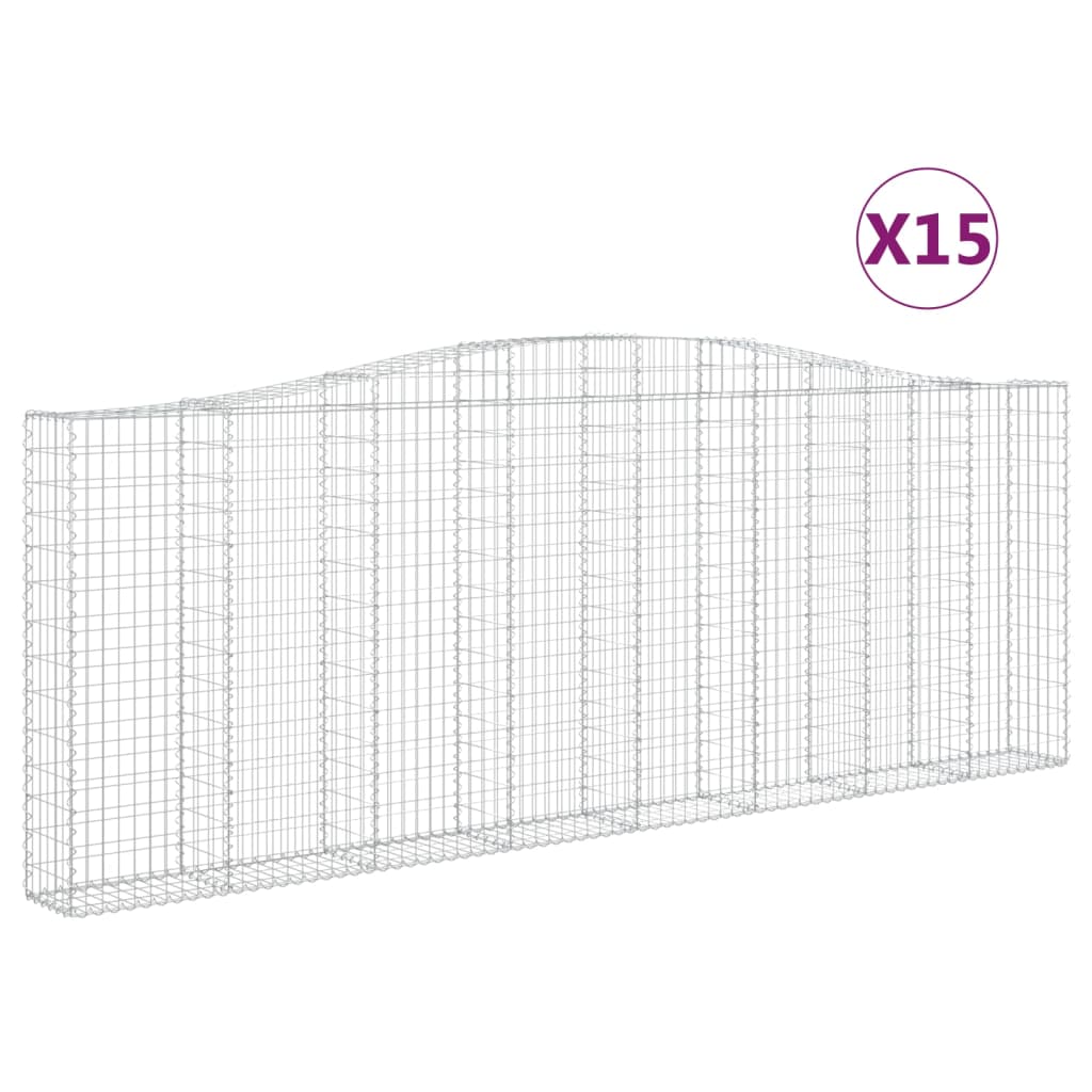 buede gabionkurve 15 stk. 400x30x140/160 cm galvaniseret jern