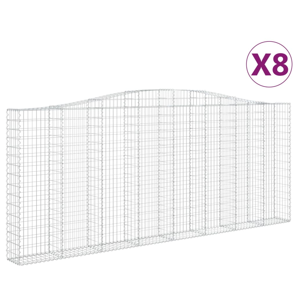 buede gabionkurve 8 stk. 400x30x160/180 cm galvaniseret jern