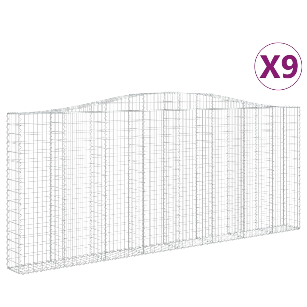 buede gabionkurve 9 stk. 400x30x160/180 cm galvaniseret jern