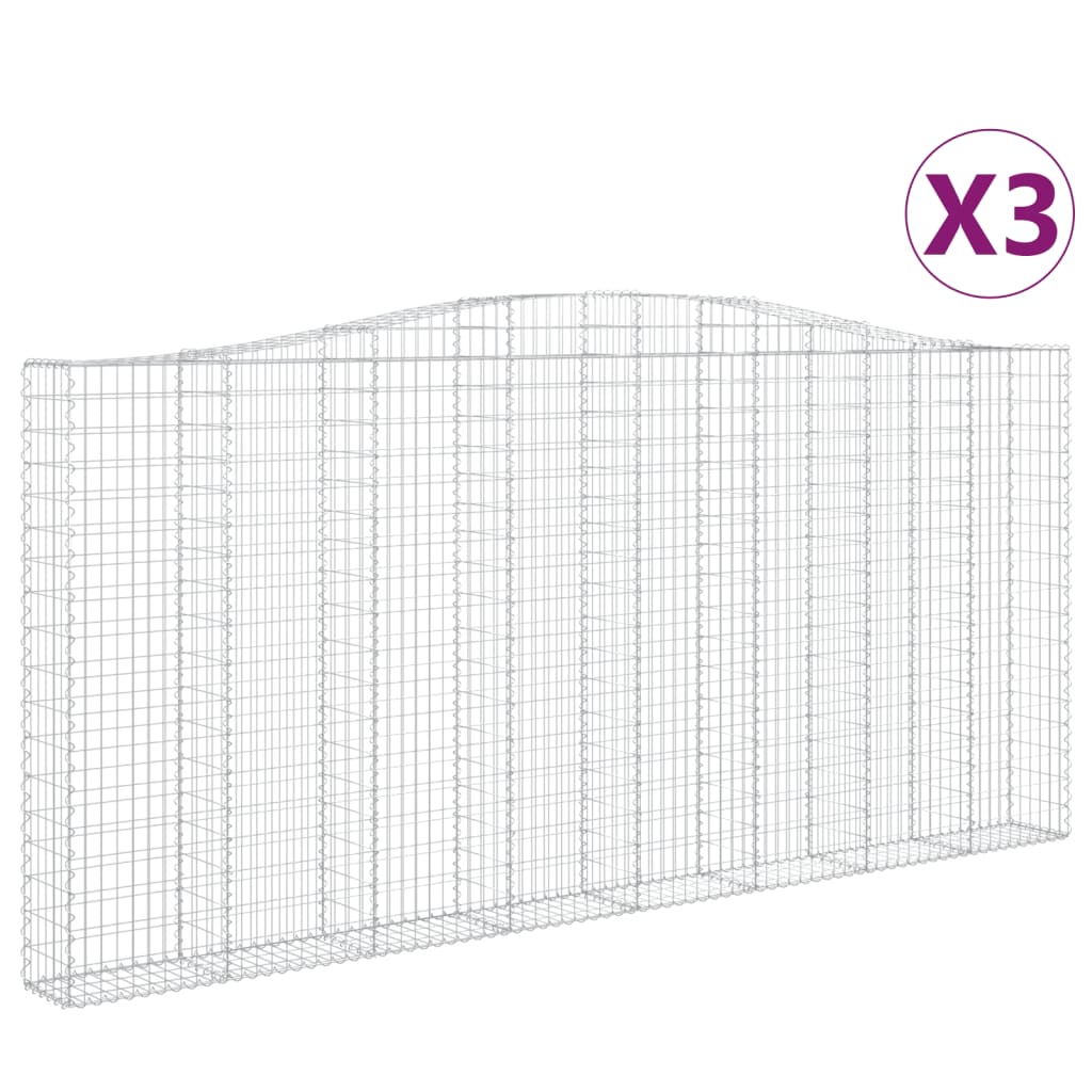 buede gabionkurve 3 stk. 400x30x180/200 cm galvaniseret jern