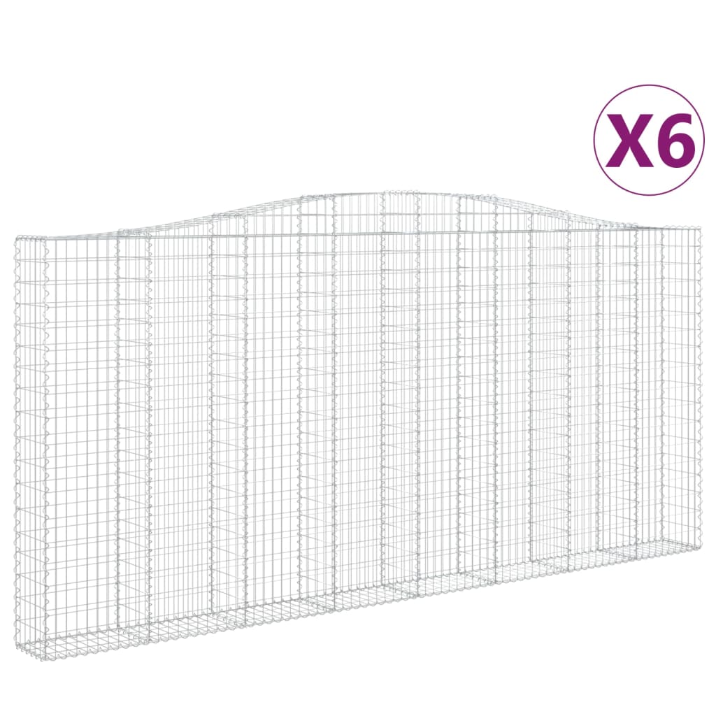 buede gabionkurve 6 stk. 400x30x180/200 cm galvaniseret jern