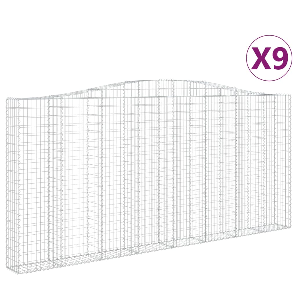 buede gabionkurve 9 stk. 400x30x180/200 cm galvaniseret jern
