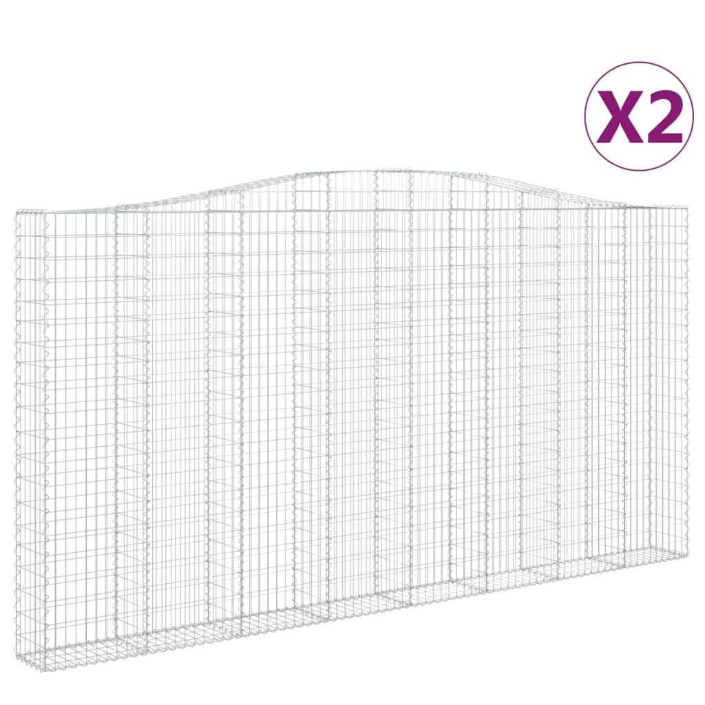 buede gabionkurve 2 stk. 400x30x200/220 cm galvaniseret jern