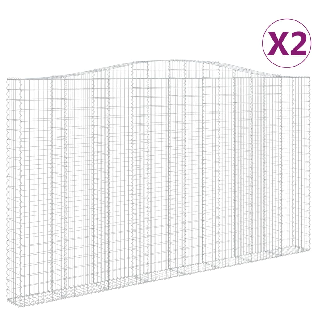 buede gabionkurve 2 stk. 400x30x220/240 cm galvaniseret jern