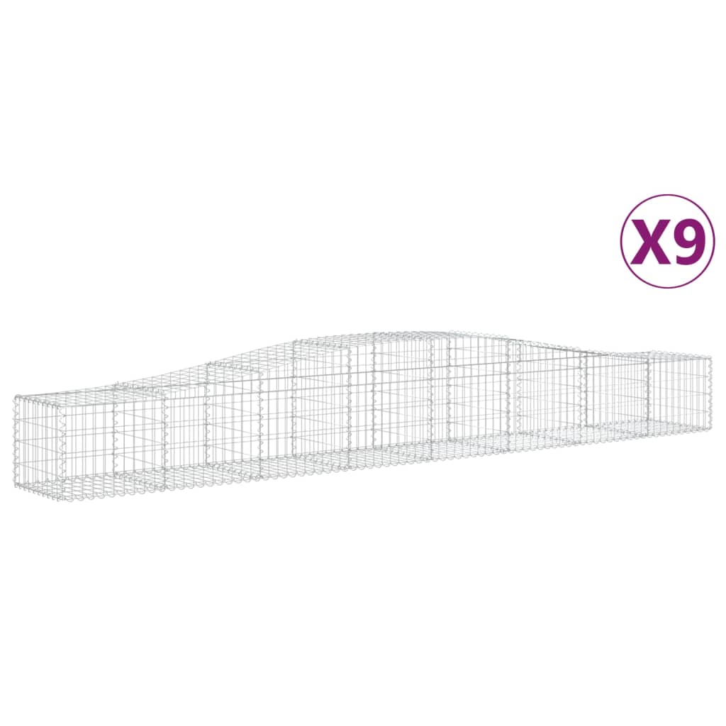 buede gabionkurve 9 stk. 400x50x40/60 cm galvaniseret jern