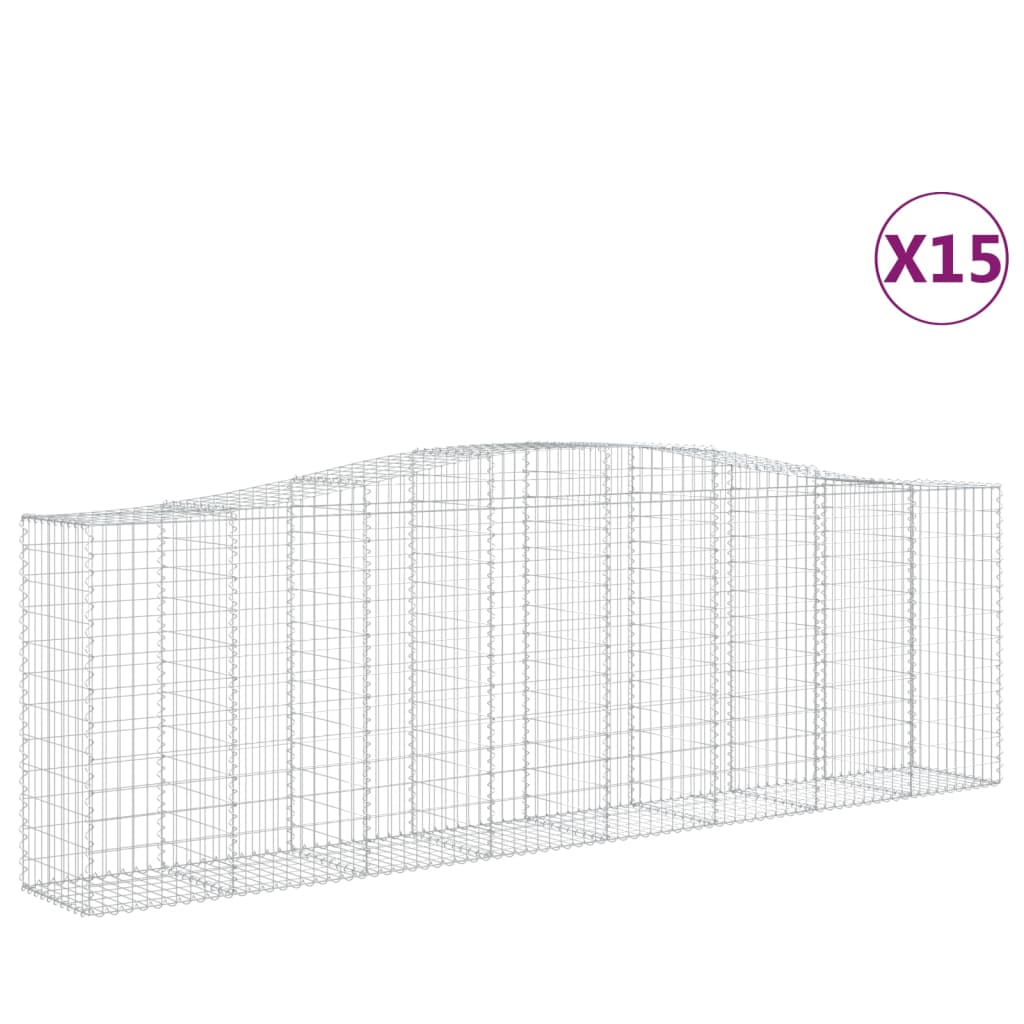 buede gabionkurve 15 stk. 400x50x120/140 cm galvaniseret jern