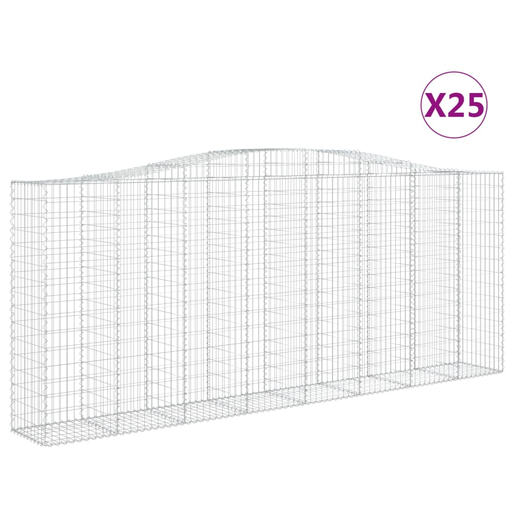 buede gabionkurve 25 stk. 400x50x160/180 cm galvaniseret jern