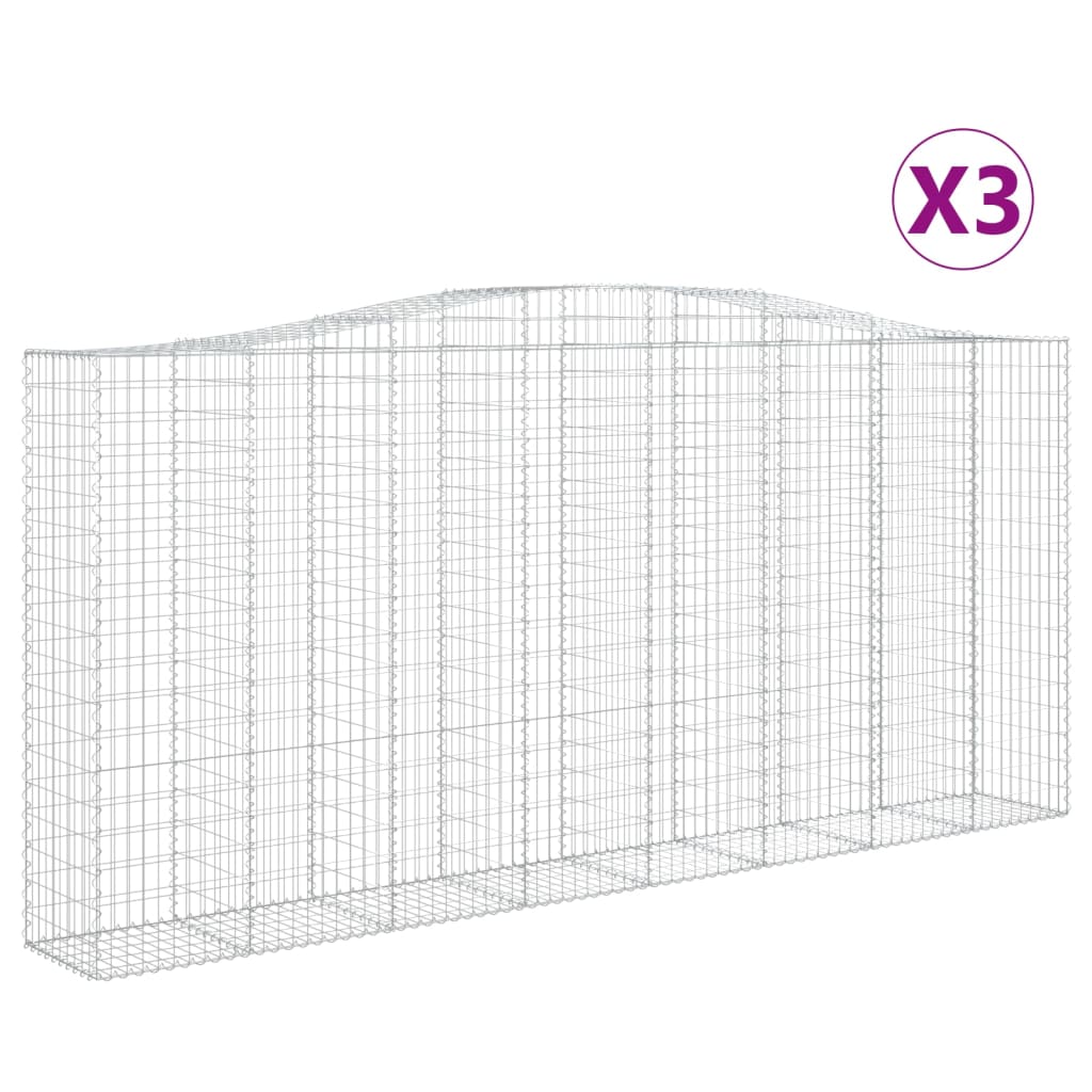 buede gabionkurve 3 stk. 400x50x180/200 cm galvaniseret jern