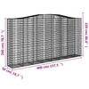 buede gabionkurve 10 stk. 400x50x200/220 cm galvaniseret jern