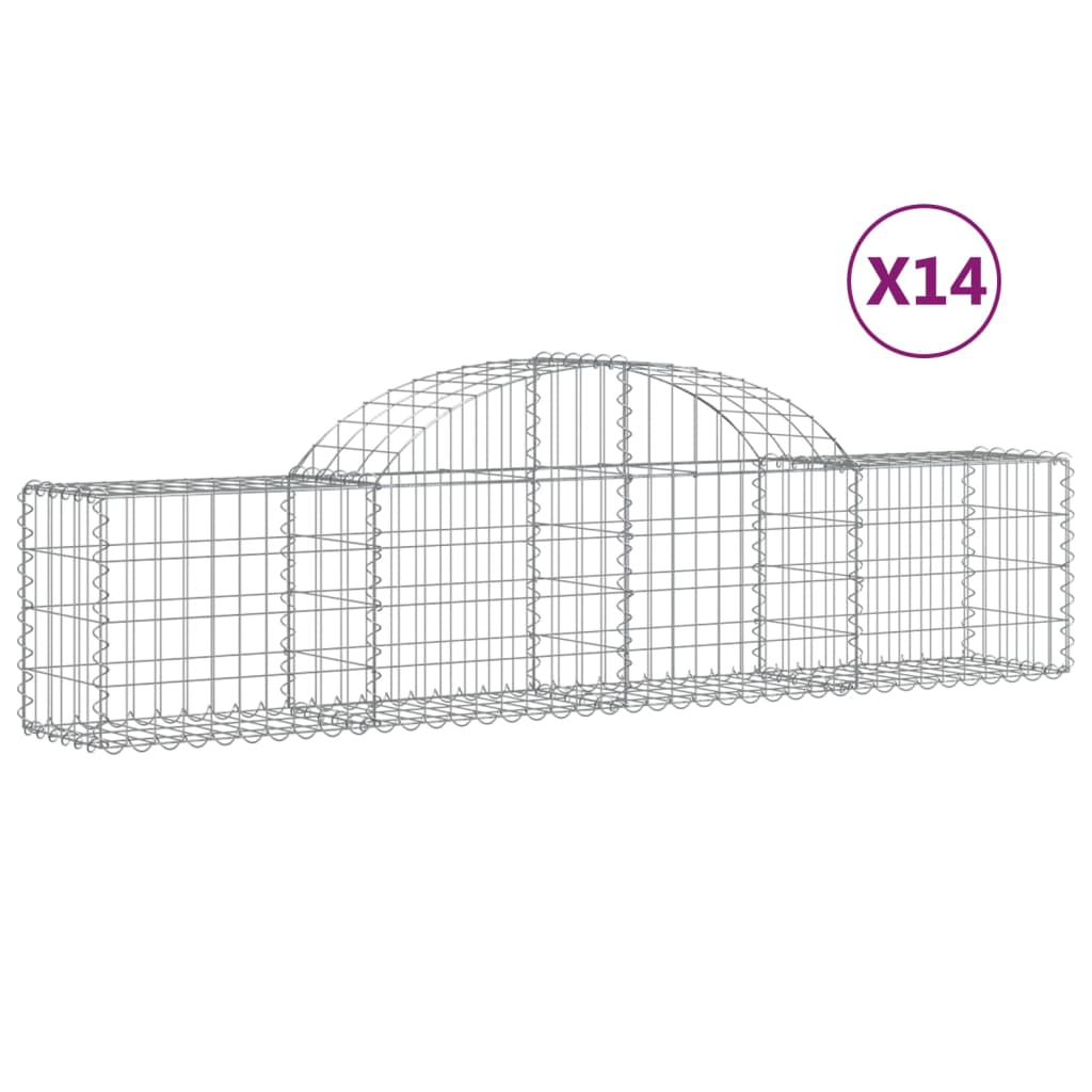 buede gabionkurve 14 stk. 200x30x40/60 cm galvaniseret jern