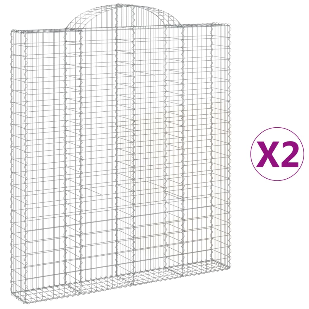 buede gabionkurve 2 stk. 200x30x220/240 cm galvaniseret jern