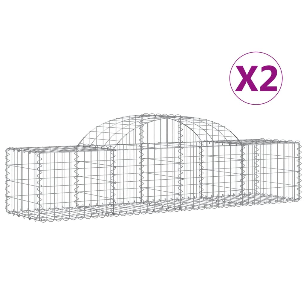 buede gabionkurve 2 stk. 200x50x40/60 cm galvaniseret jern