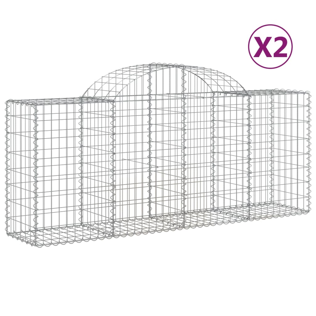 buede gabionkurve 2 stk. 200x50x80/100 cm galvaniseret jern