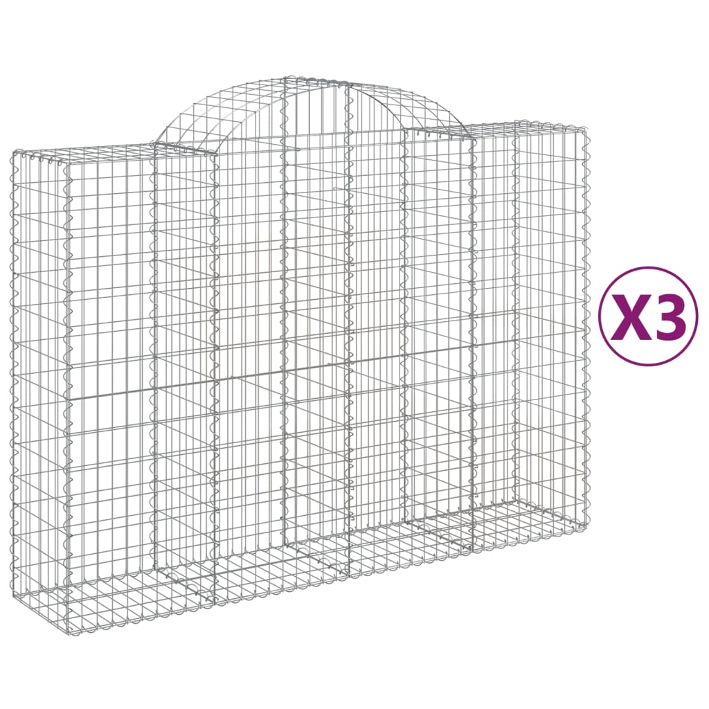 buede gabionkurve 3 stk. 200x50x140/160 cm galvaniseret jern