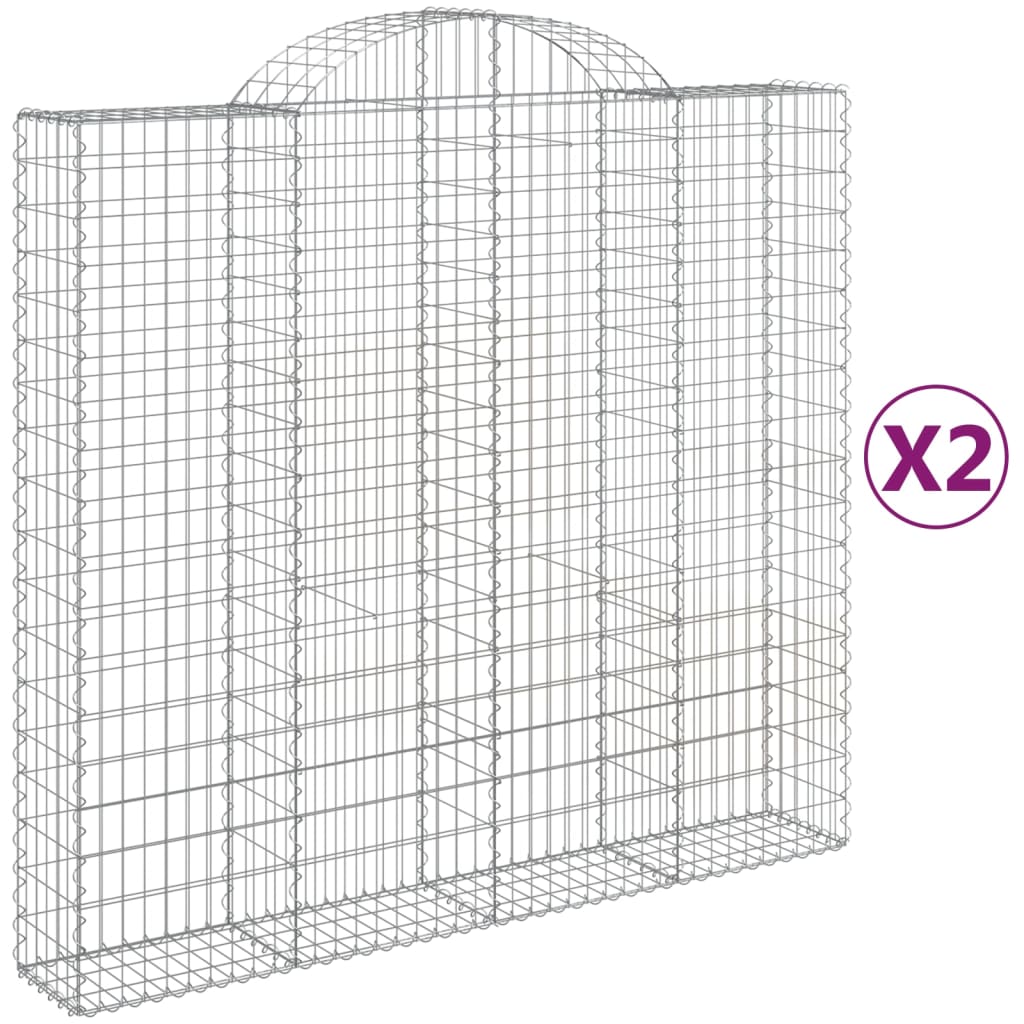 buede gabionkurve 2 stk. 200x50x180/200 cm galvaniseret jern