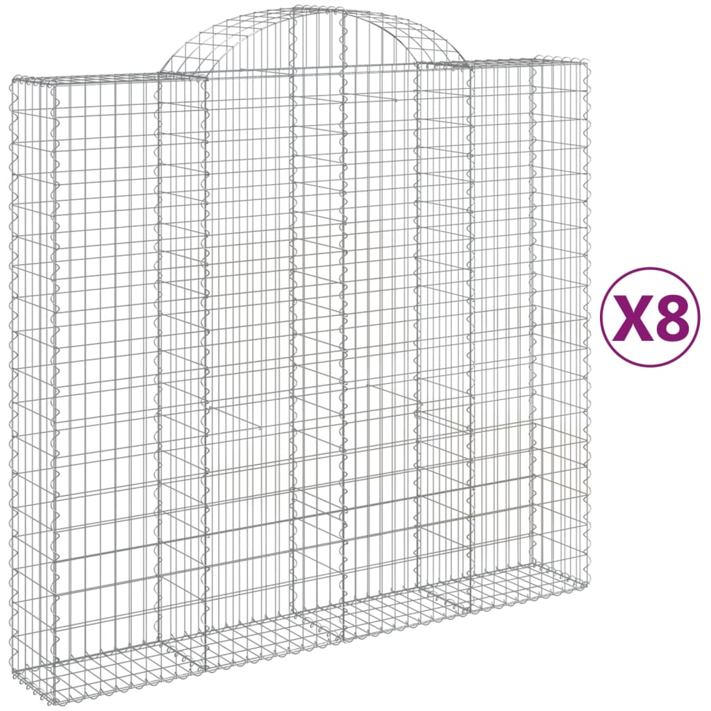 buede gabionkurve 8 stk. 200x50x180/200 cm galvaniseret jern