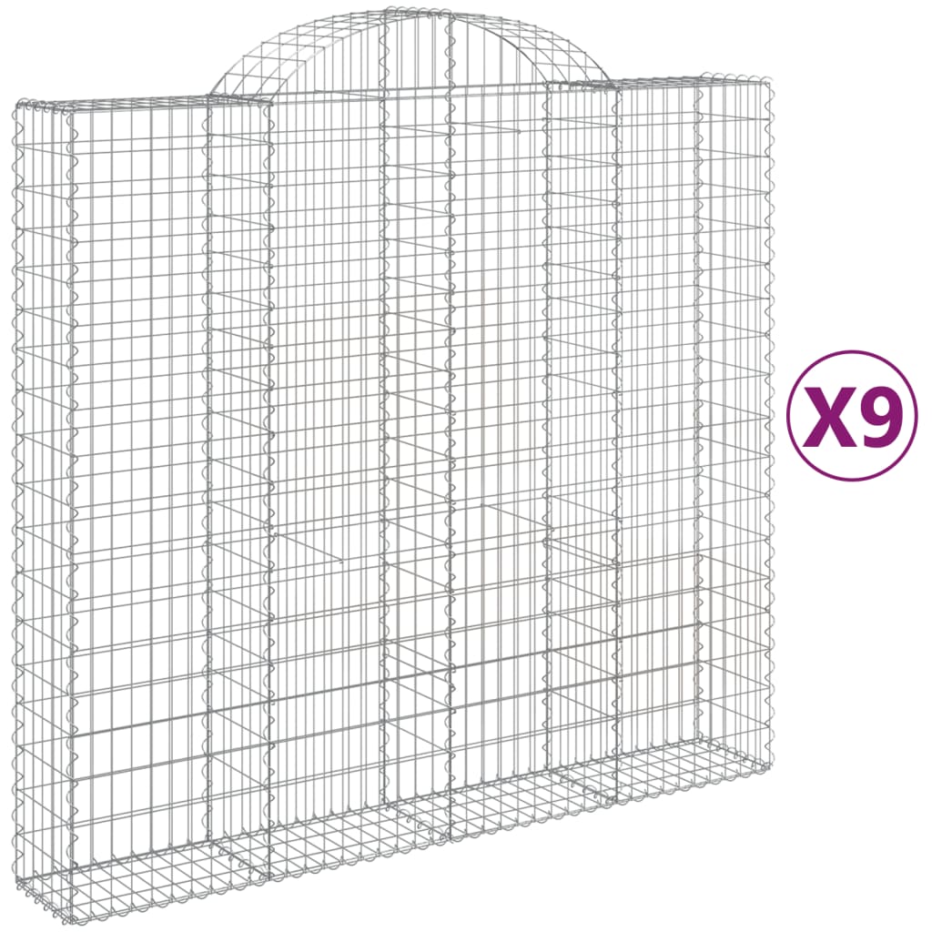 buede gabionkurve 9 stk. 200x50x180/200 cm galvaniseret jern