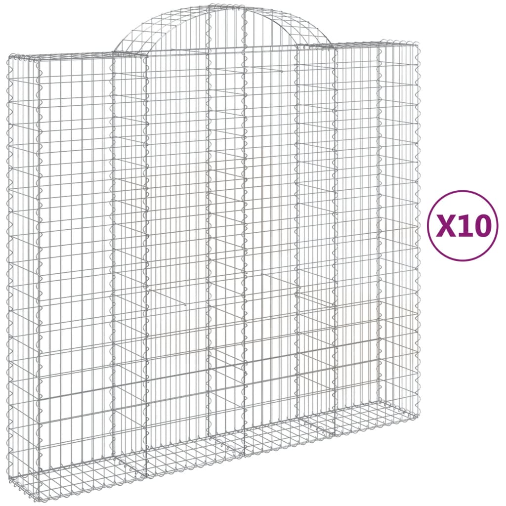 buede gabionkurve 10 stk. 200x50x180/200 cm galvaniseret jern