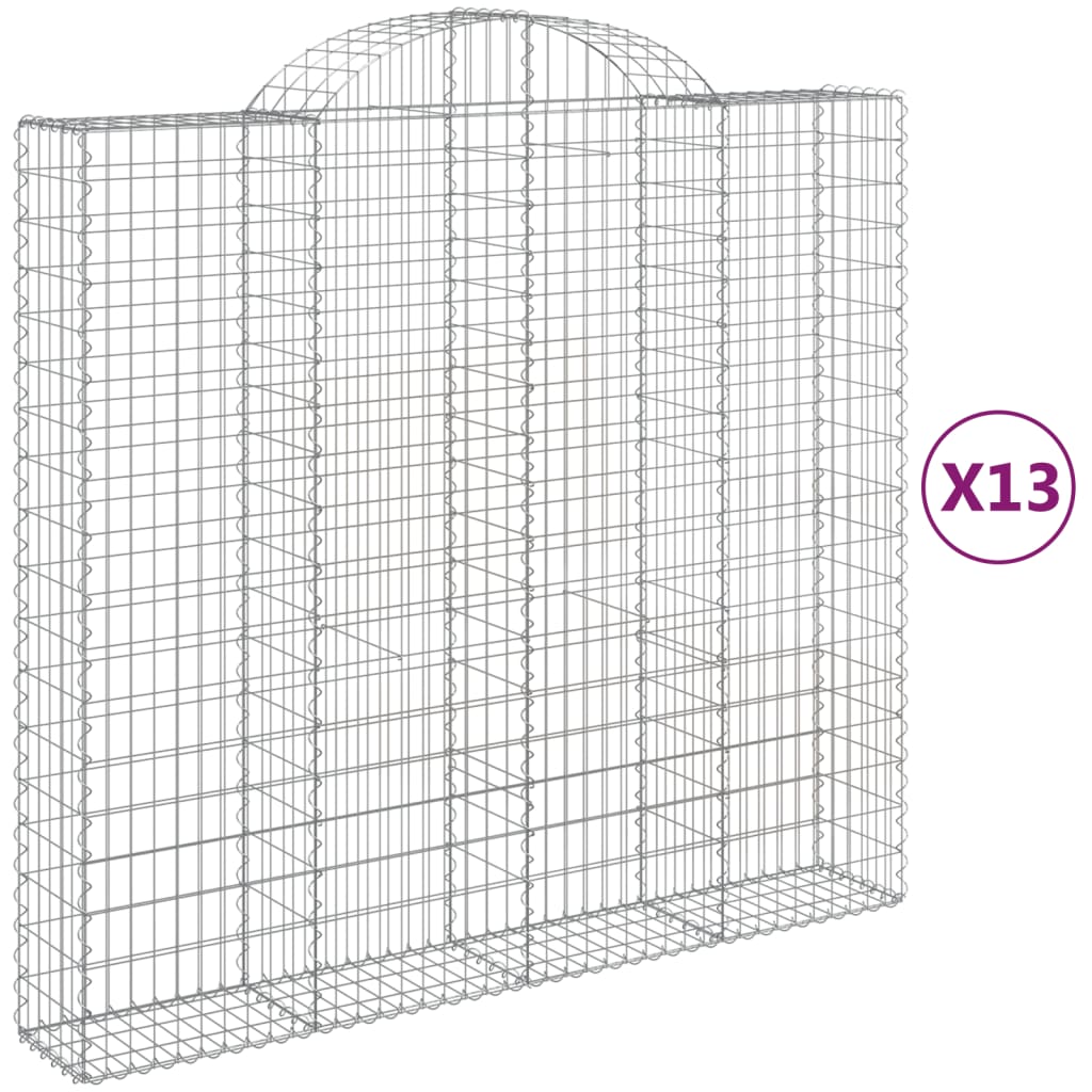 buede gabionkurve 13 stk. 200x50x180/200 cm galvaniseret jern