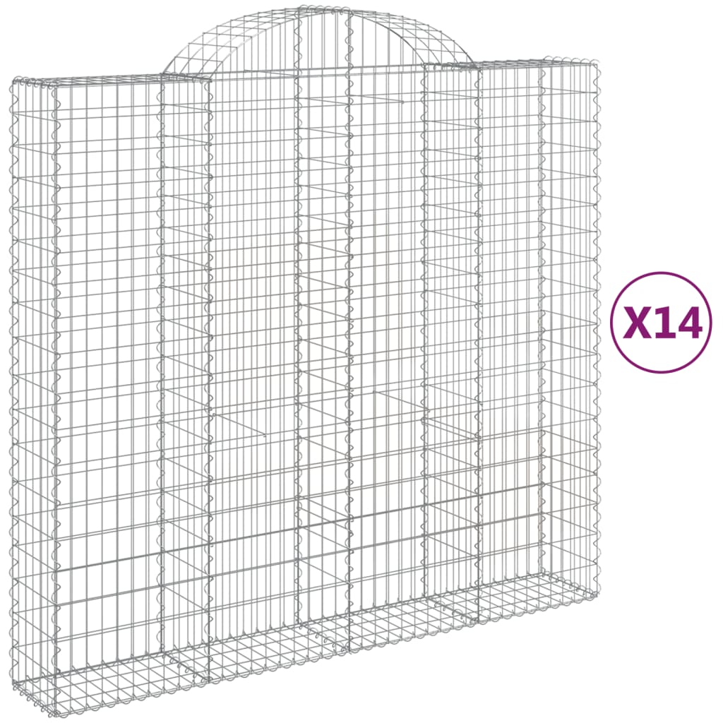 buede gabionkurve 14 stk. 200x50x180/200 cm galvaniseret jern