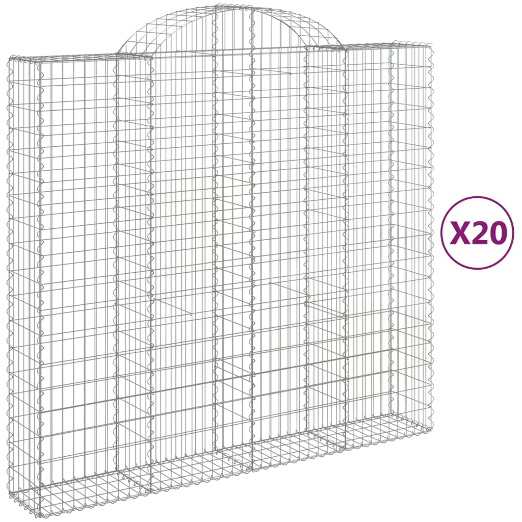 buede gabionkurve 20 stk. 200x50x180/200 cm galvaniseret jern
