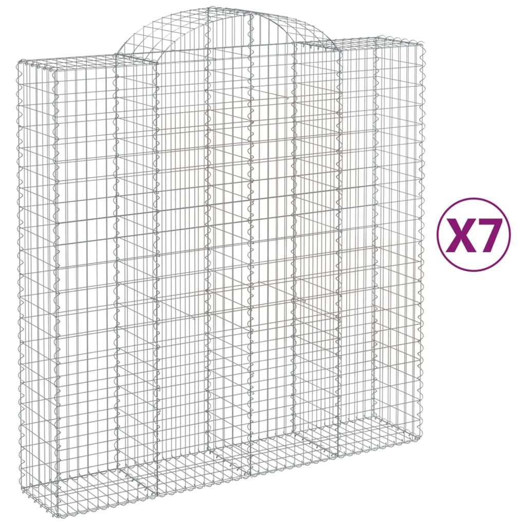 buede gabionkurve 7 stk. 200x50x200/220 cm galvaniseret jern